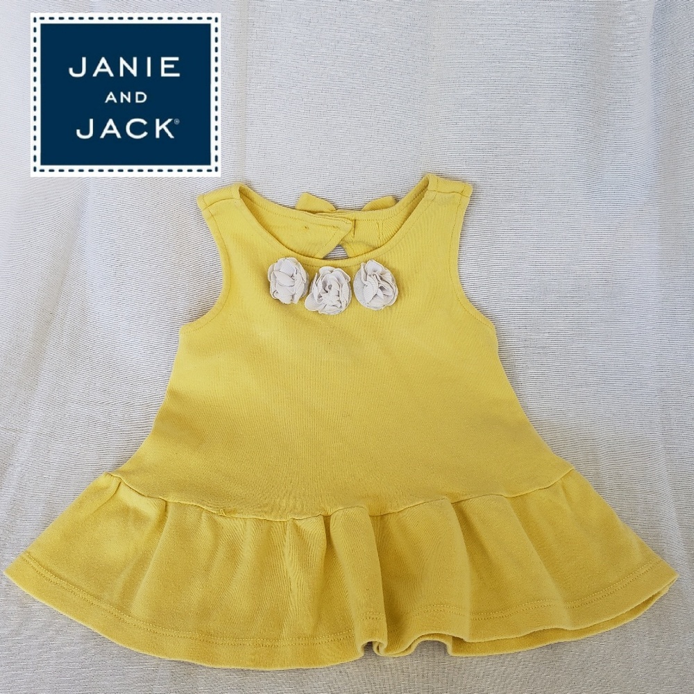 JANIE AND JACK GIRL'S YELLOW PEPLUM FLOWER TOP 3